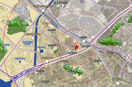 마포수 성산동 일대 위치도