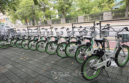 ▲국회 3문 앞 따릉이 정류장 Ⓒ영등포시대