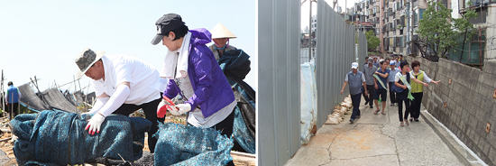 전남 영암 농가 피해복구 봉사(좌), 재개발 공가 합동 순찰(우)