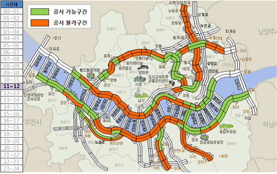 서울도시고속도로 공사 적정시간 예측자료