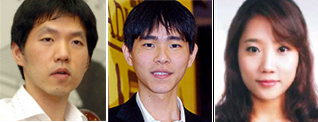 돌이창호, 이세돌, 김효정 프로기사(왼쪽부터)