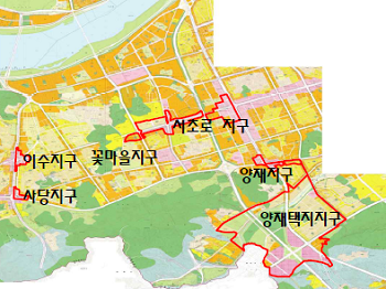 서울시 서초구 관내 지구단위계획구역 6개소 현황