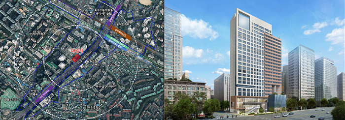위치도(왼쪽), 조감도(오른쪽)