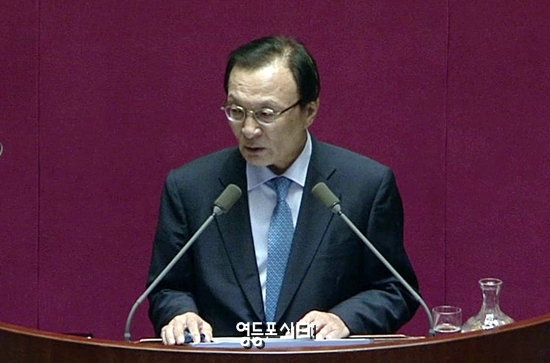 민주당 이해찬 대표가 국회 교섭단체 연설을 통해 “새로운 시대를 향한 대전환”을 강조하고 있다. &copy;영등포시대 