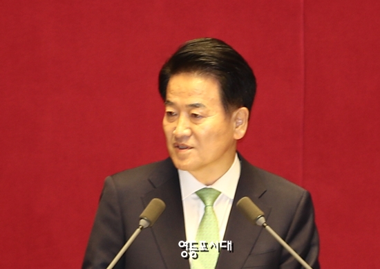 정동영 민주평화당 대표가 13일 국회에서 비교섭단체 대표연설을 하고 있다. &copy;영등포시대 