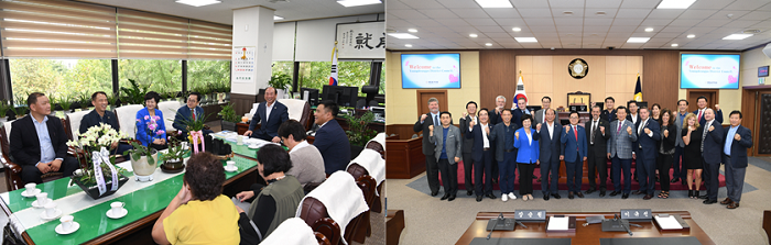 수흐바타르 구의회 의원단(왼쪽)과  미국 메릴랜드주 경제방문단(오른쪽)