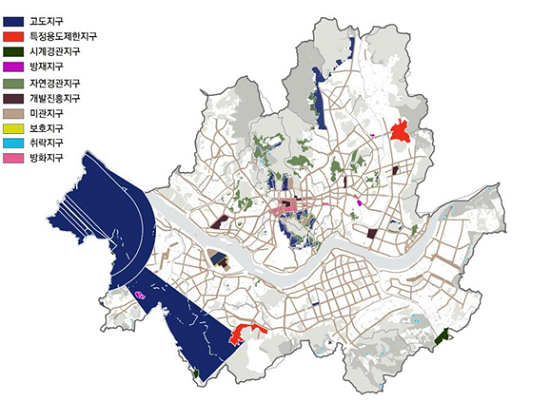 서울시 용도지구 전체 현황도 