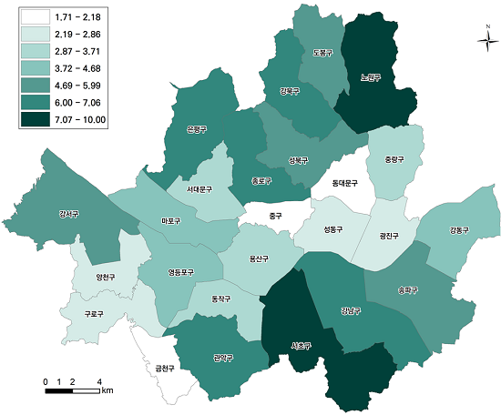 서울 생태계 서비스 평가표 