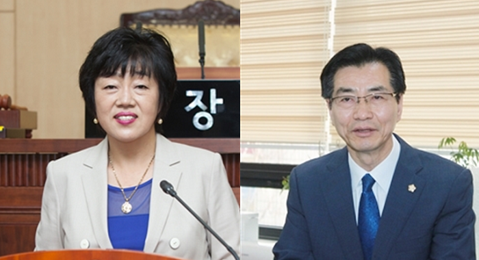 오현숙(왼쪽)의원과 고기판(오른쪽) 의원 