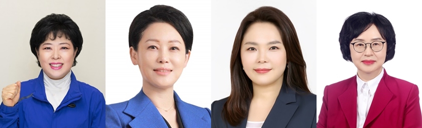 ▲무투표 당선인 정선희 의원, 최인순 비례대표, 차인영 의원, 우경란 비례대표(왼쪽부터)
