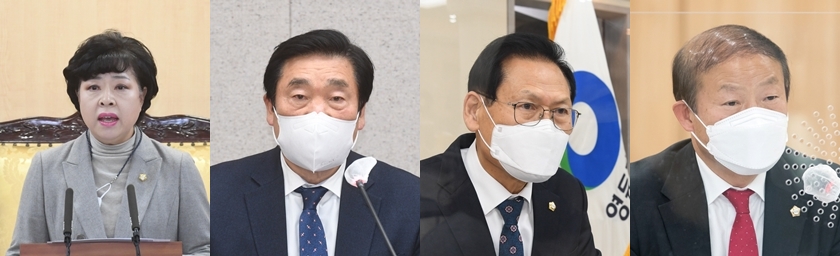 ▲정선희 영등포구의회 의장, 유승용 운영위원장, 신흥식 행정위원장, 이성수 사회건설위원장(왼쪽부터)