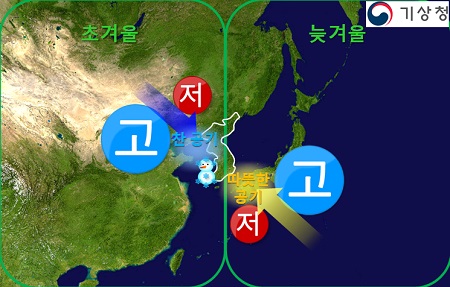 2022년 겨울철 지상 기압계 모식도