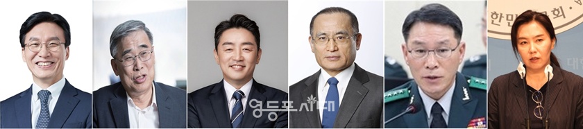▲왼쪽부터 김민석석 국무총리 후보자, 이종석 국정원장 후보자, 강훈식 비서실장, 위성락 국가안보실장, 황인권 경호처장, 강유정 대변인. ⓒ영등포시대