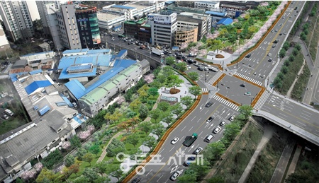 ▲평면교차로 조감도(광명교교차로). ©서울시 제공