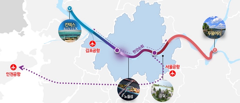 ▲도심항공 시범운영 노선도(안)/이미지=서울시 제공