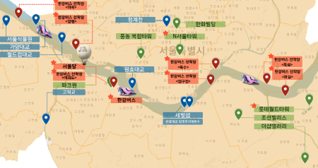 ‘서울 웰컴 라이트’참여시설 위치도 및 전망_조망 포인트(@서울시)