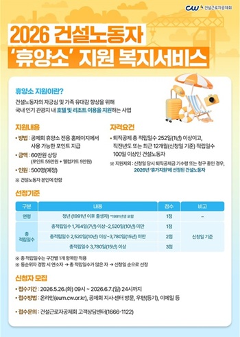 ▲건설노동자 휴양소 지원 포스터/건설근로자공제회